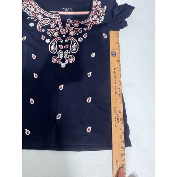 Talbots navy blue embroidered tee size P - Picture 8 of 8